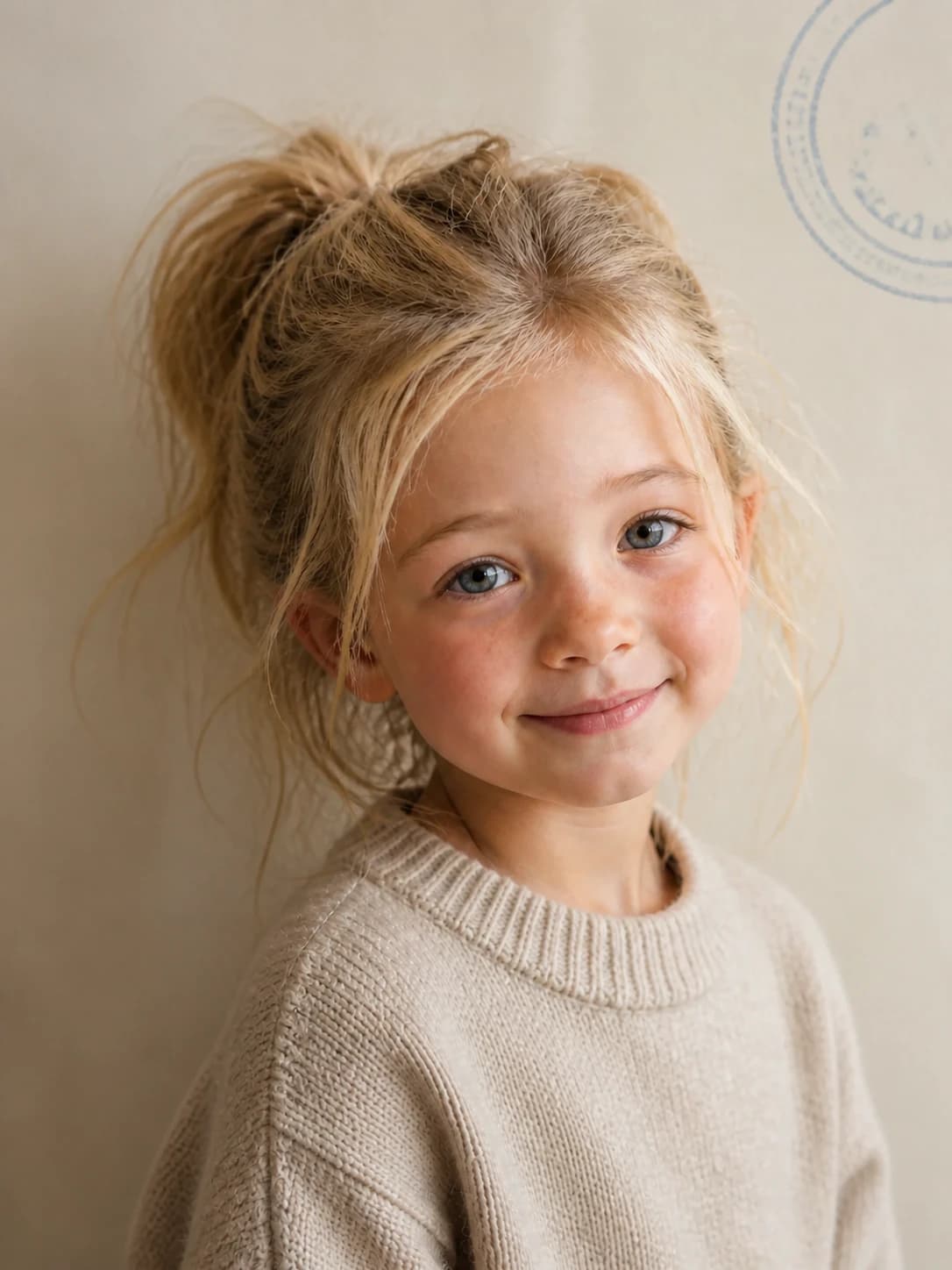 Realistic portrait of Sophie, a fictional child featured in the DreamBook example