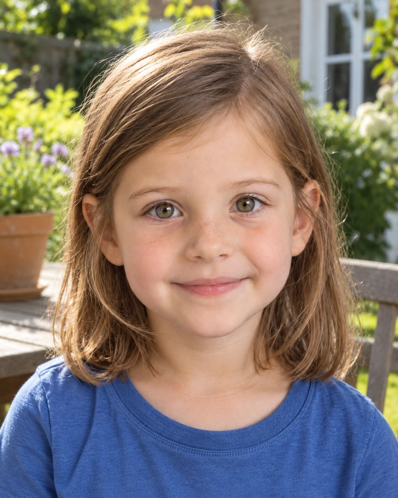 AI-generated portrait of the fictional sample child Emma